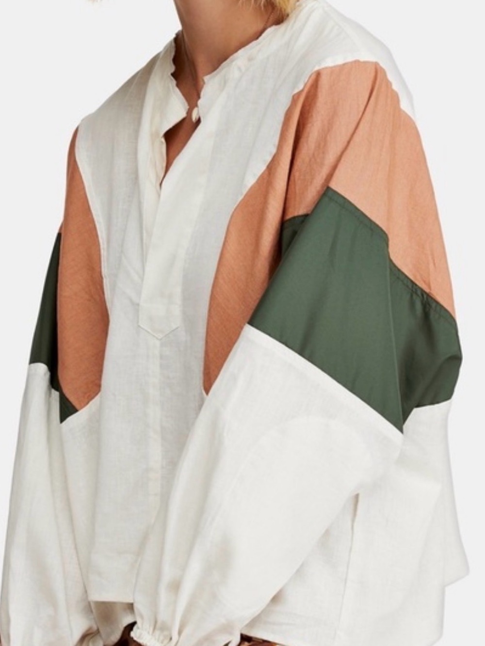 We The Free by Free People Viscose/Linen Colour Block Tunic